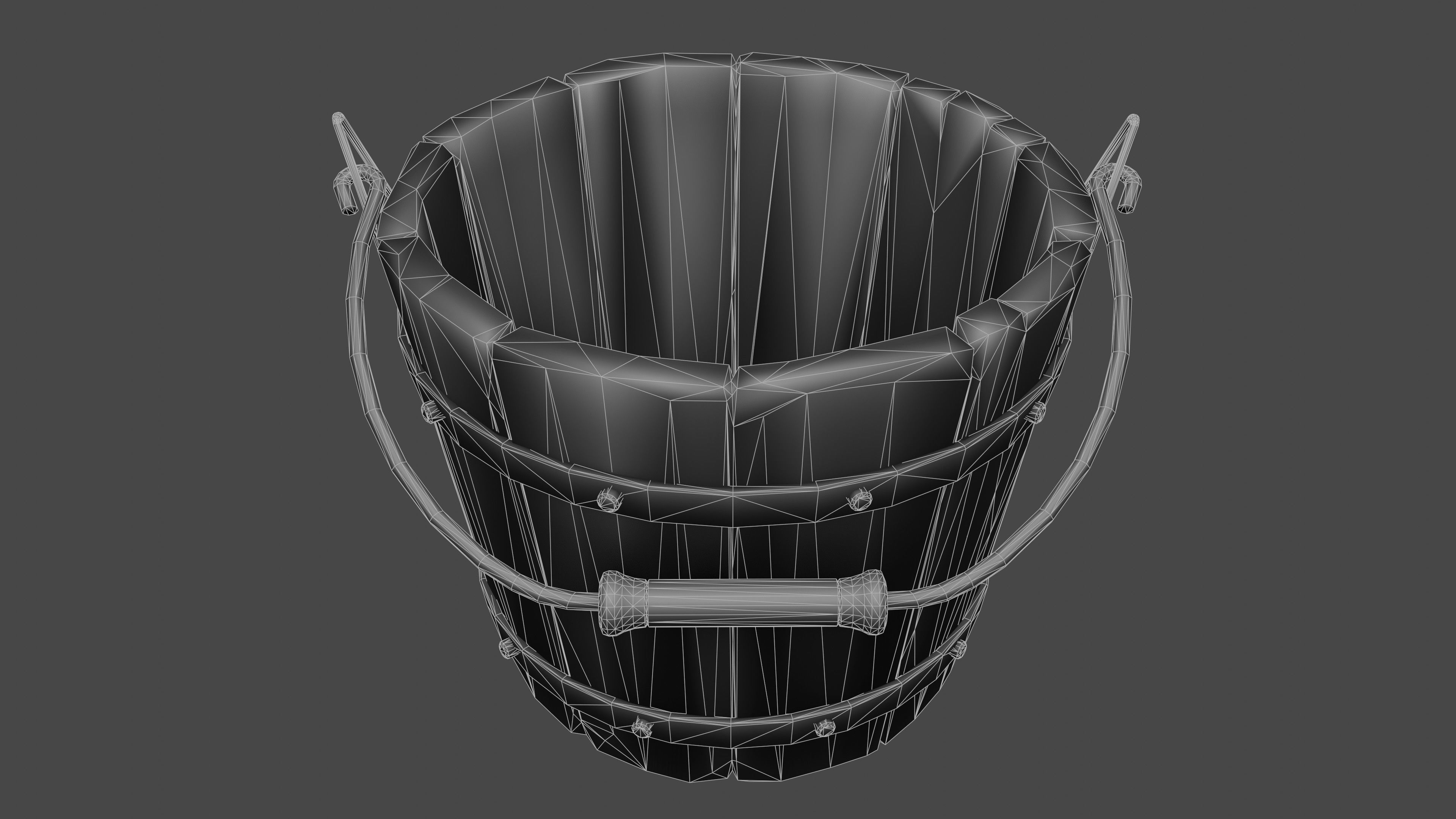 old wooden bucket  Low-poly 3D model_16