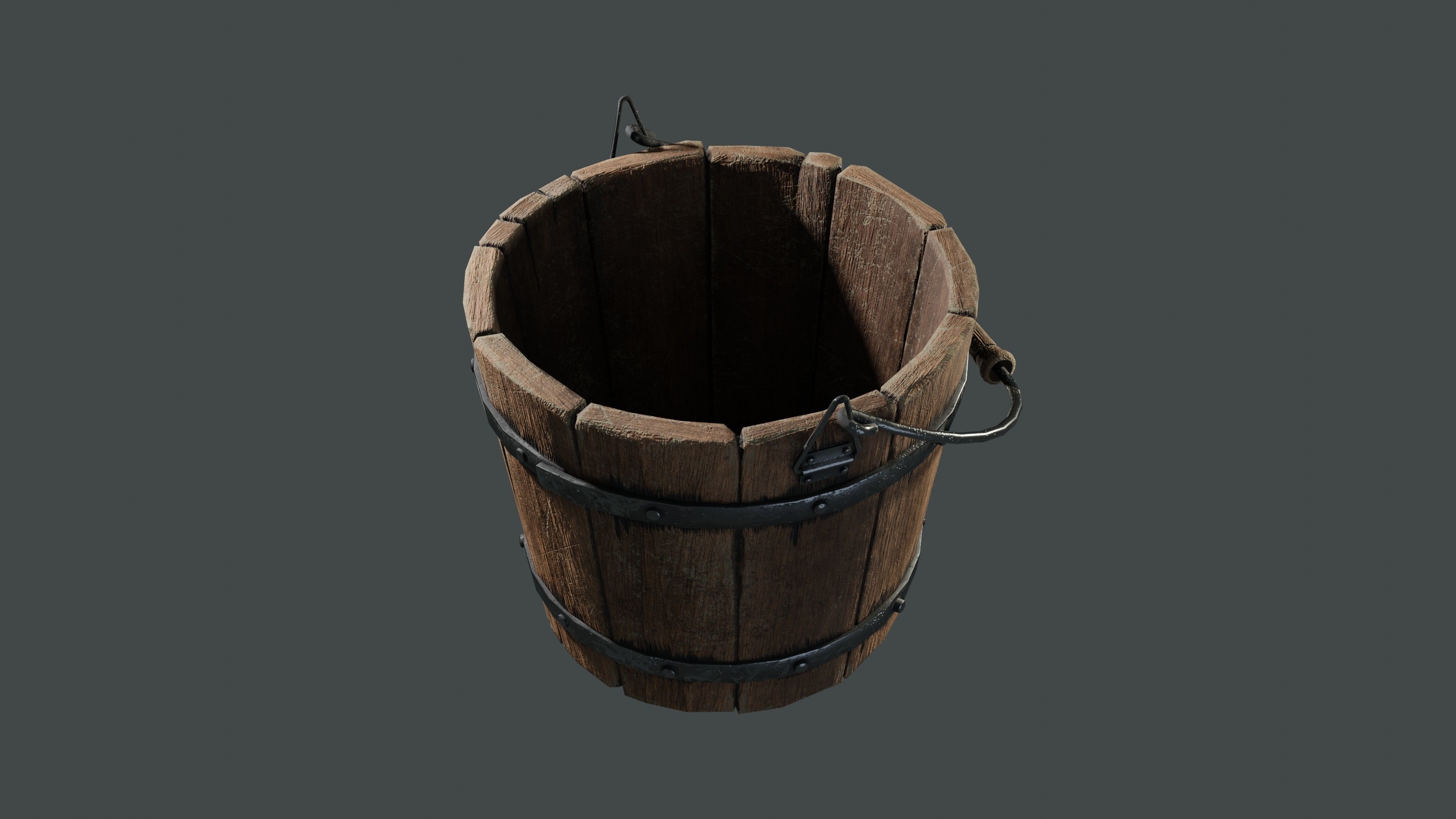 old wooden bucket  Low-poly 3D model_12