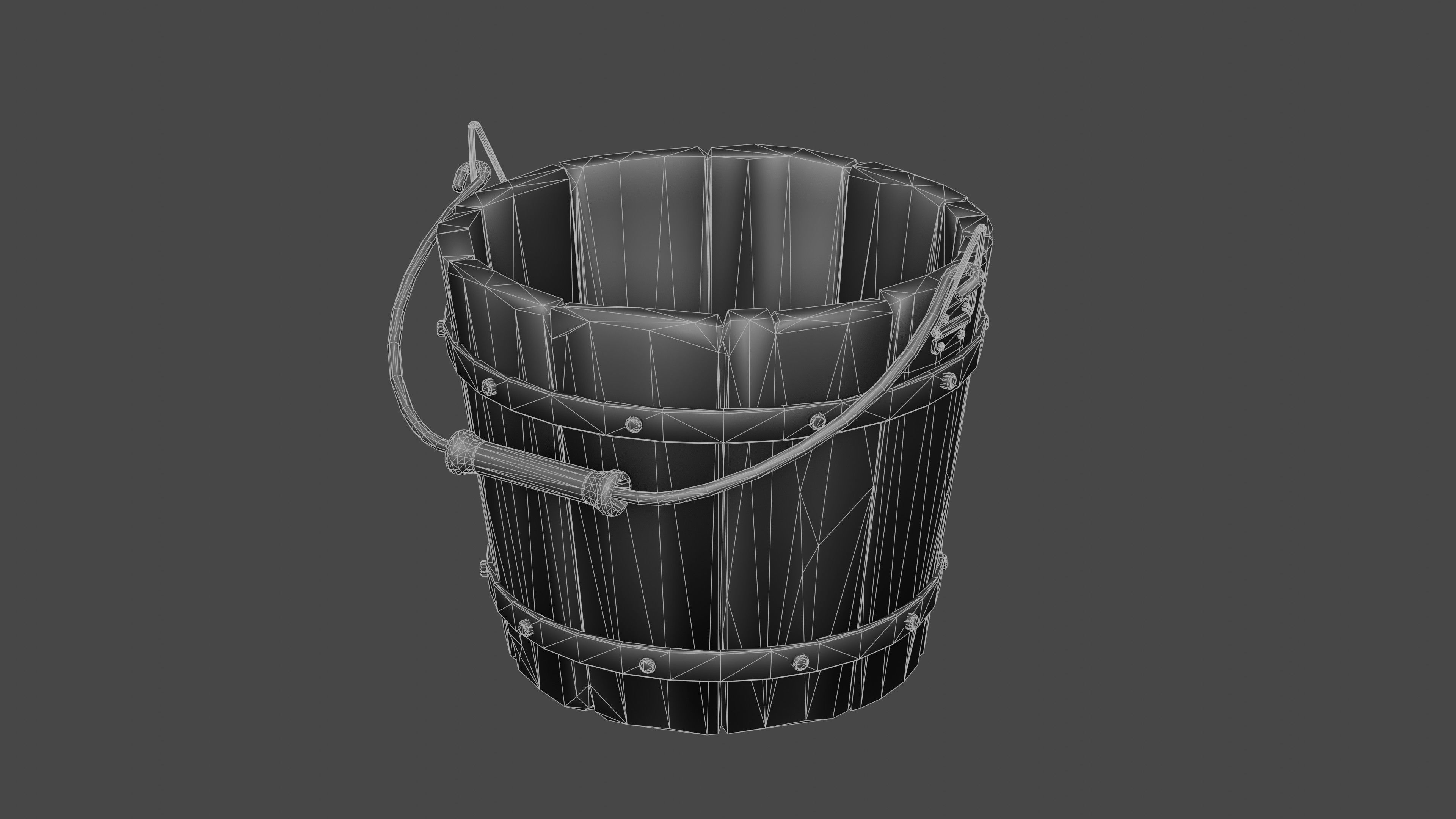 old wooden bucket  Low-poly 3D model_15