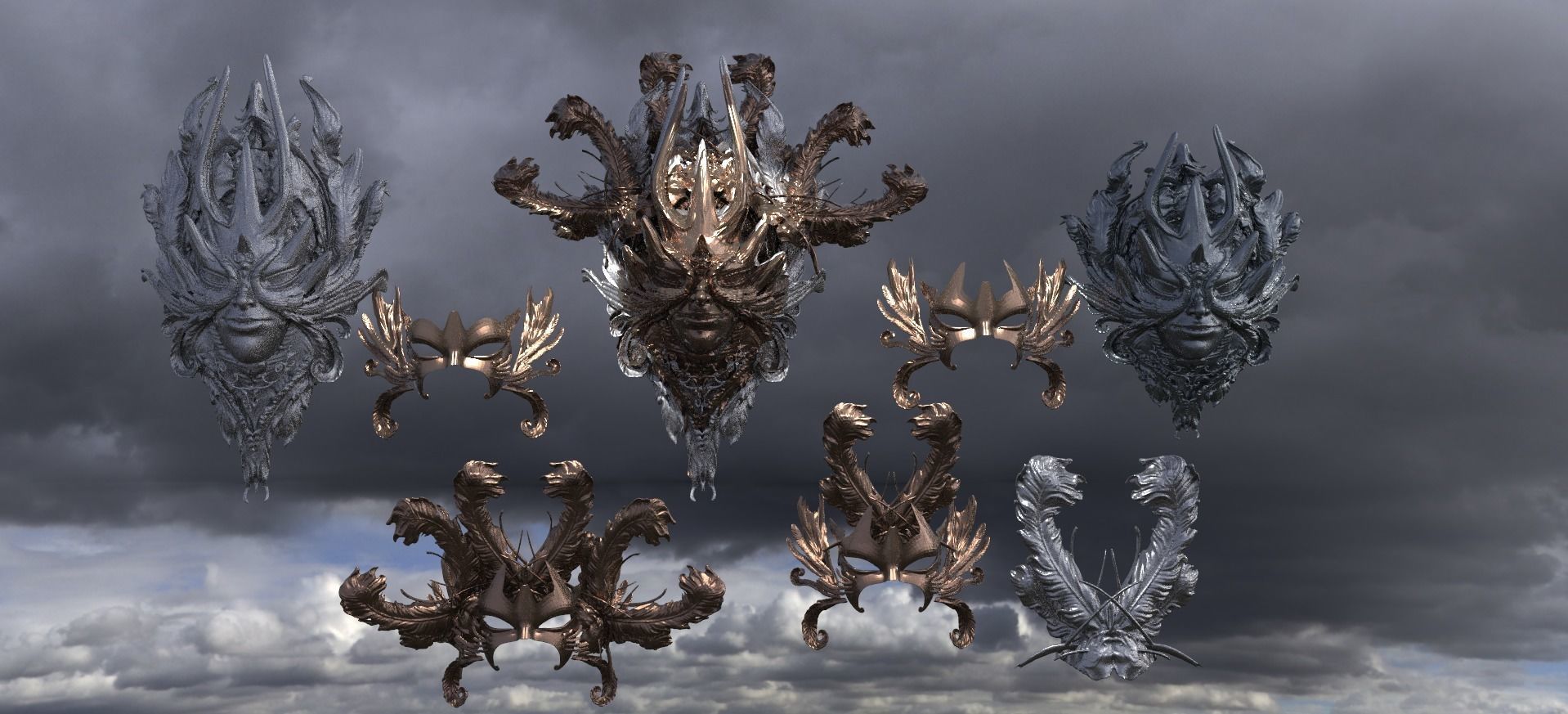 Ancient Greek Mask and Shield Collection 8  3D model_1