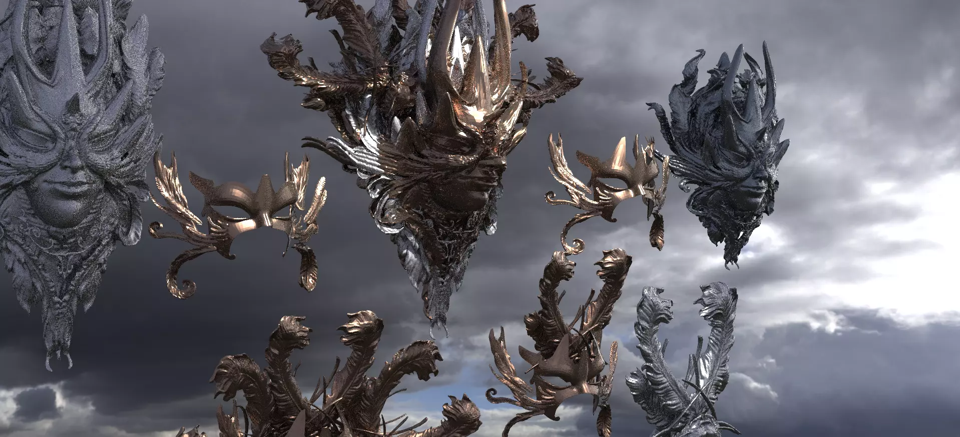 Ancient Greek Mask and Shield Collection 8  3D model_0