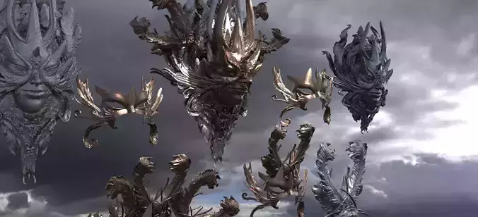 Ancient Greek Mask and Shield Collection 8  3D model