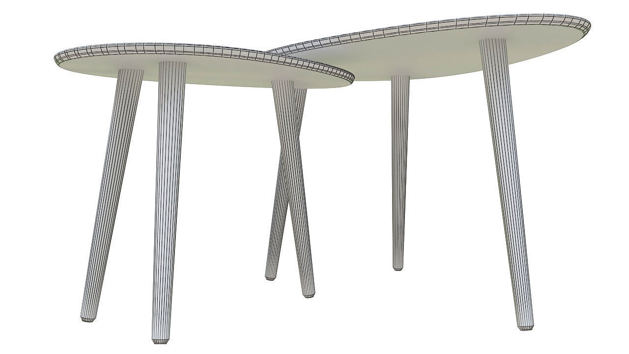 Three legs wooden table 3D model_5