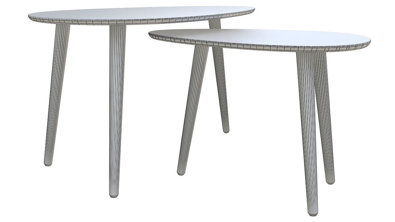 Three legs wooden table 3D model_7