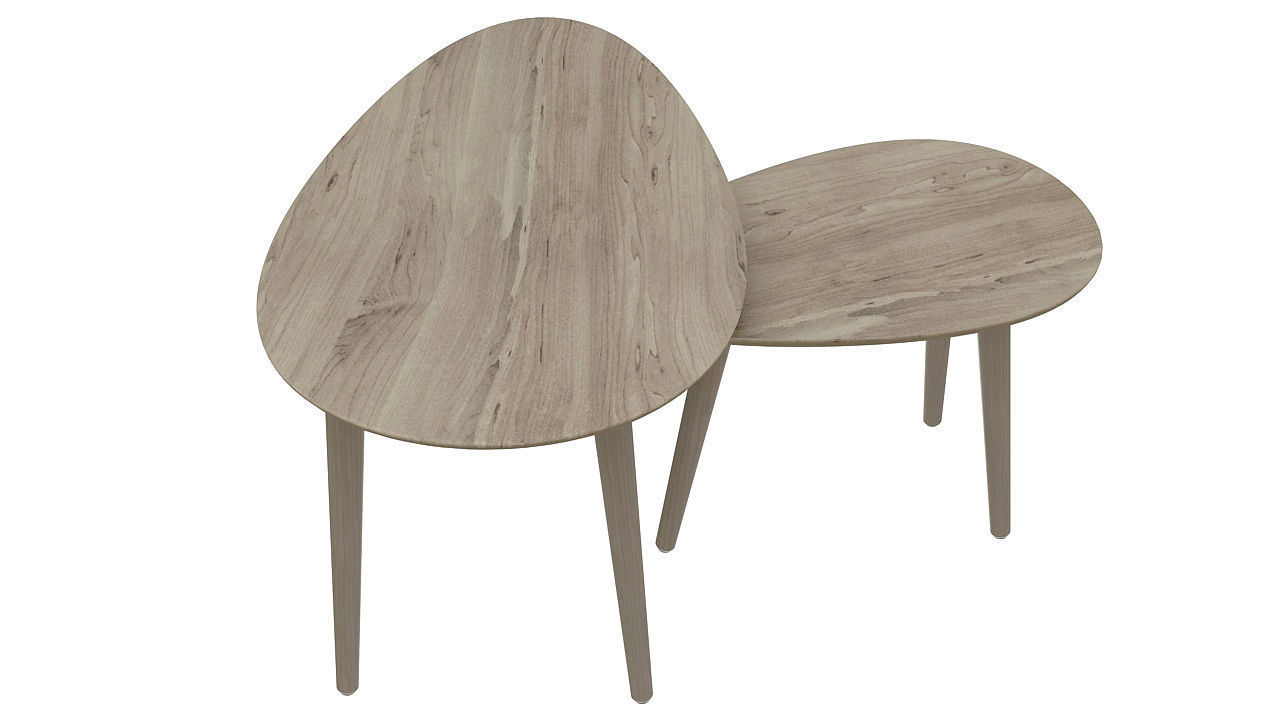 Three legs wooden table 3D model_2