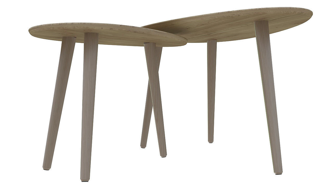Three legs wooden table 3D model_4