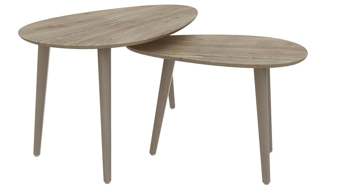 Three legs wooden table 3D model_1