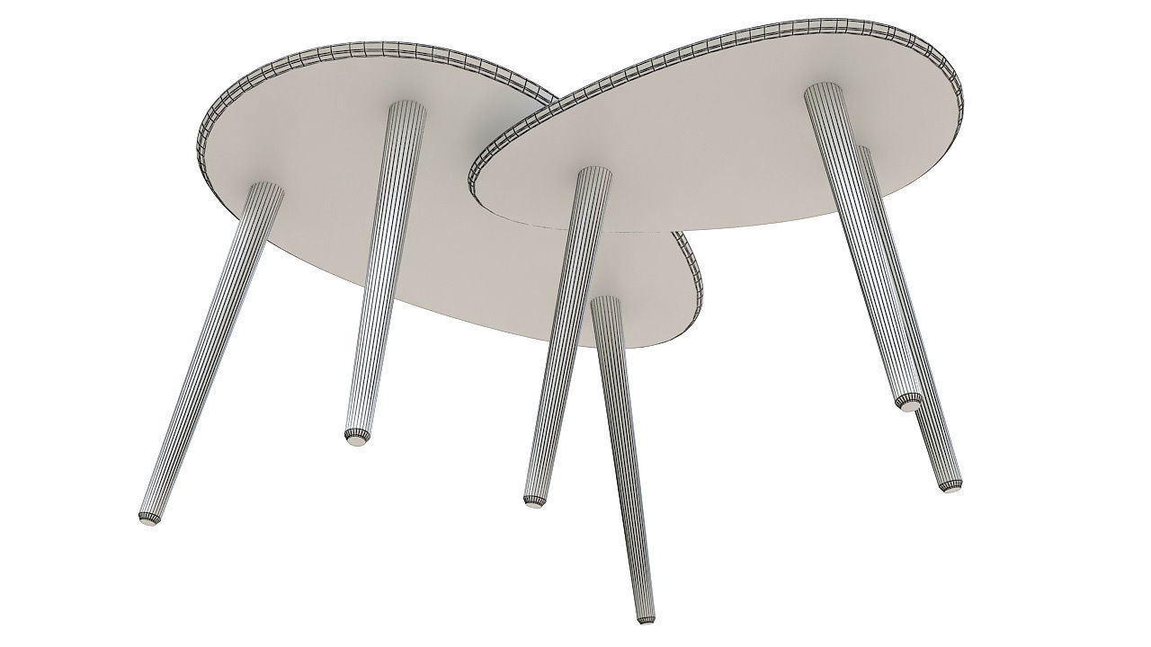 Three legs wooden table 3D model_8