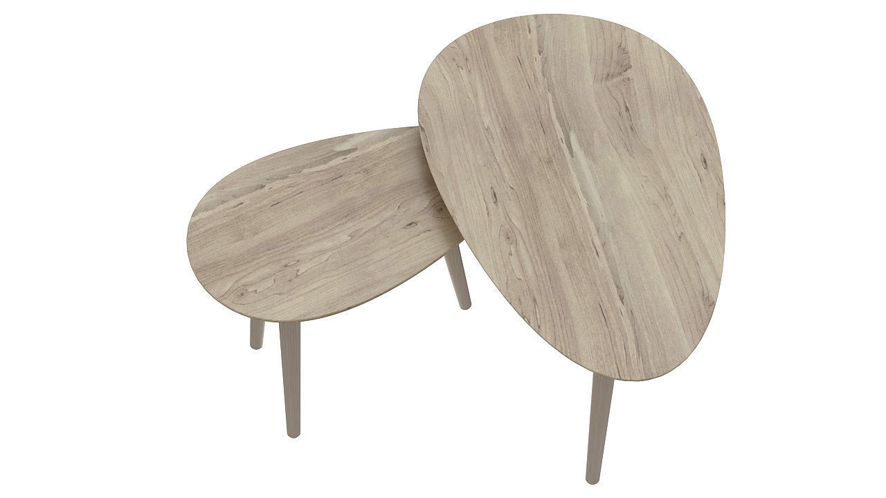 Three legs wooden table 3D model_3
