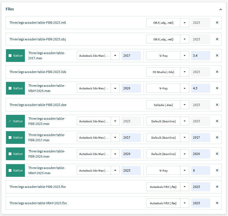 Three legs wooden table 3D model_13