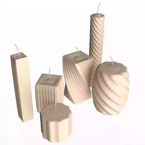 Candle Collection set of candles Low-poly 3D model