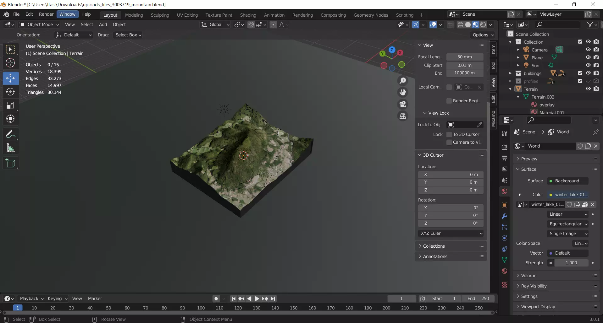 mountain island Free 3D model_0