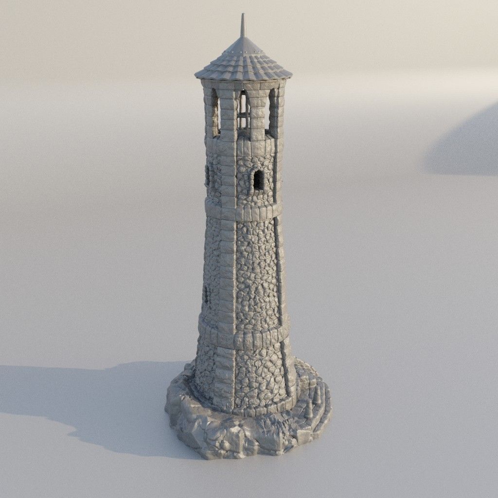 Medieval Lighthouse 28 mm Tabletop Terrain 3D print model_1