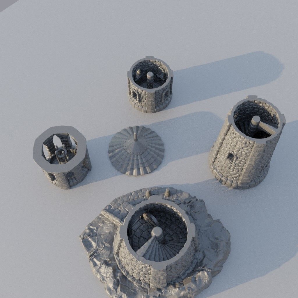 Medieval Lighthouse 28 mm Tabletop Terrain 3D print model_3