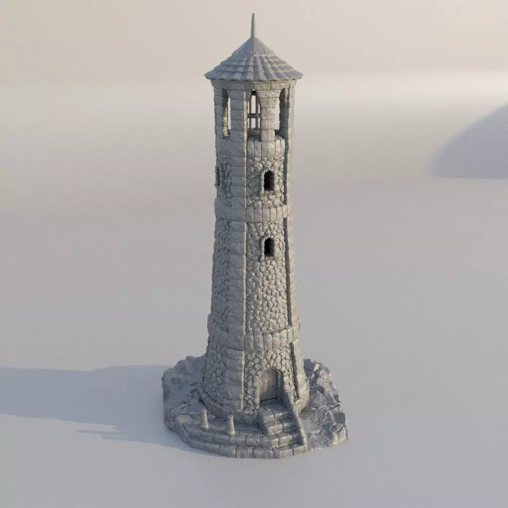 Medieval Lighthouse 28 mm Tabletop Terrain 3D print model_0