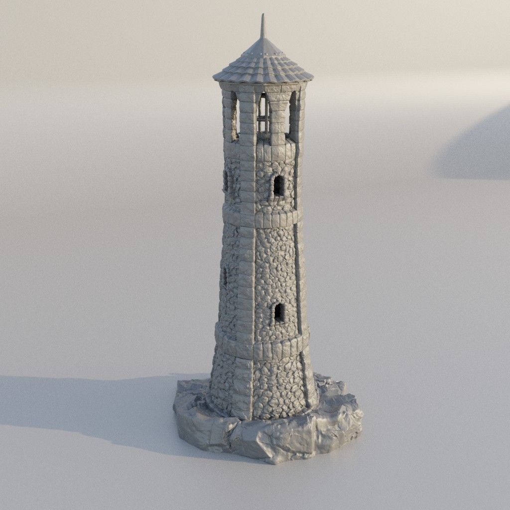 Medieval Lighthouse 28 mm Tabletop Terrain 3D print model_2