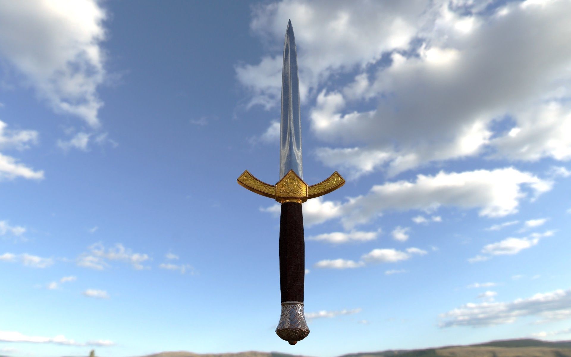 Dagger sword Low-poly 3D model_1