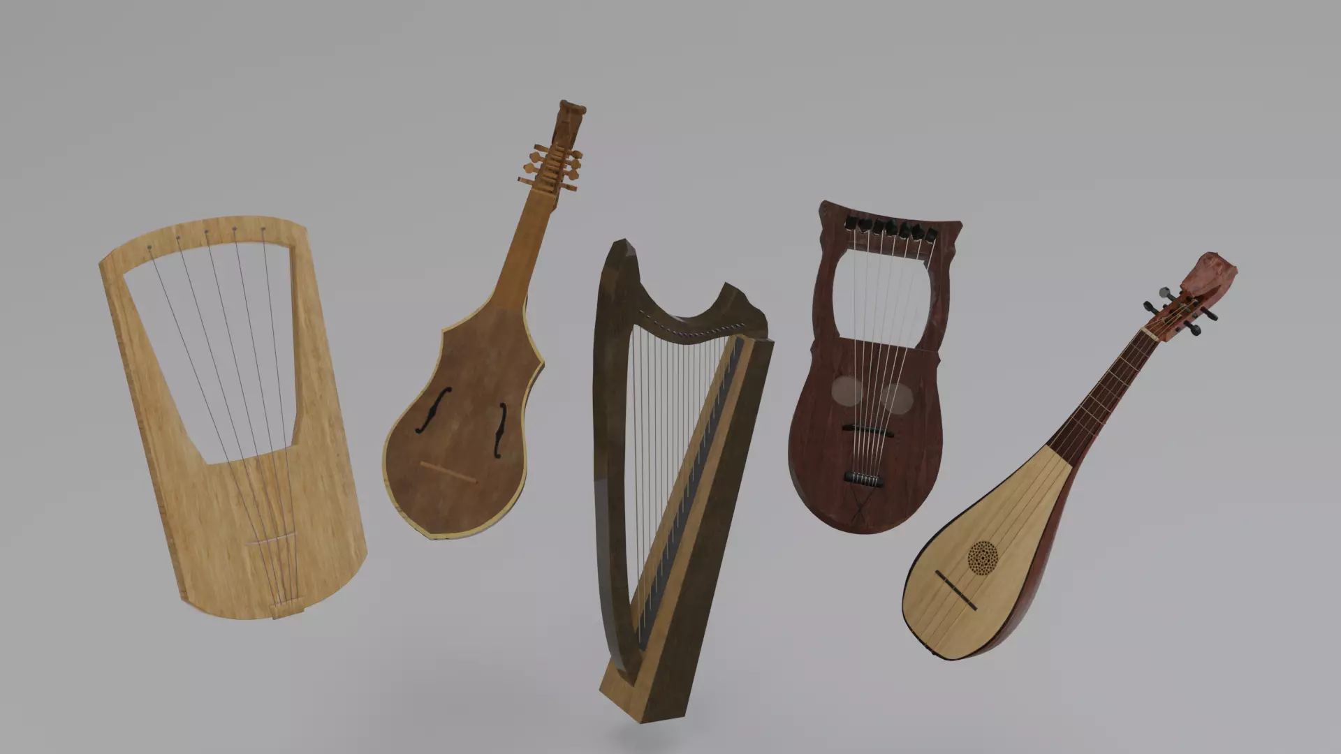 Ancient plucked instruments 3D Model Collection_0
