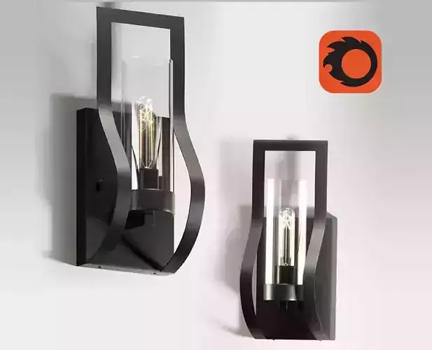 Light Dimmable Antique Black Armed Sconce-High poly 