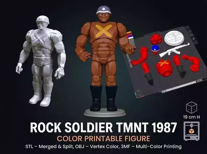 Rock Soldier TMNT 1987 Color Printable Figure