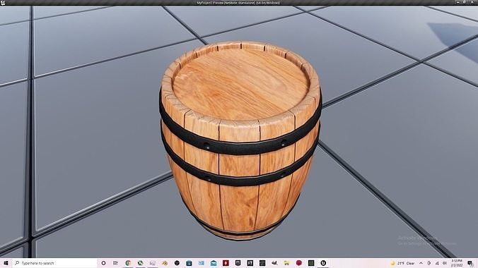 barrel wooden on computer screen Free low-poly 3D model
