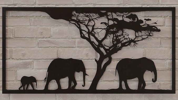 Metal Wall Art Elephant 3D model