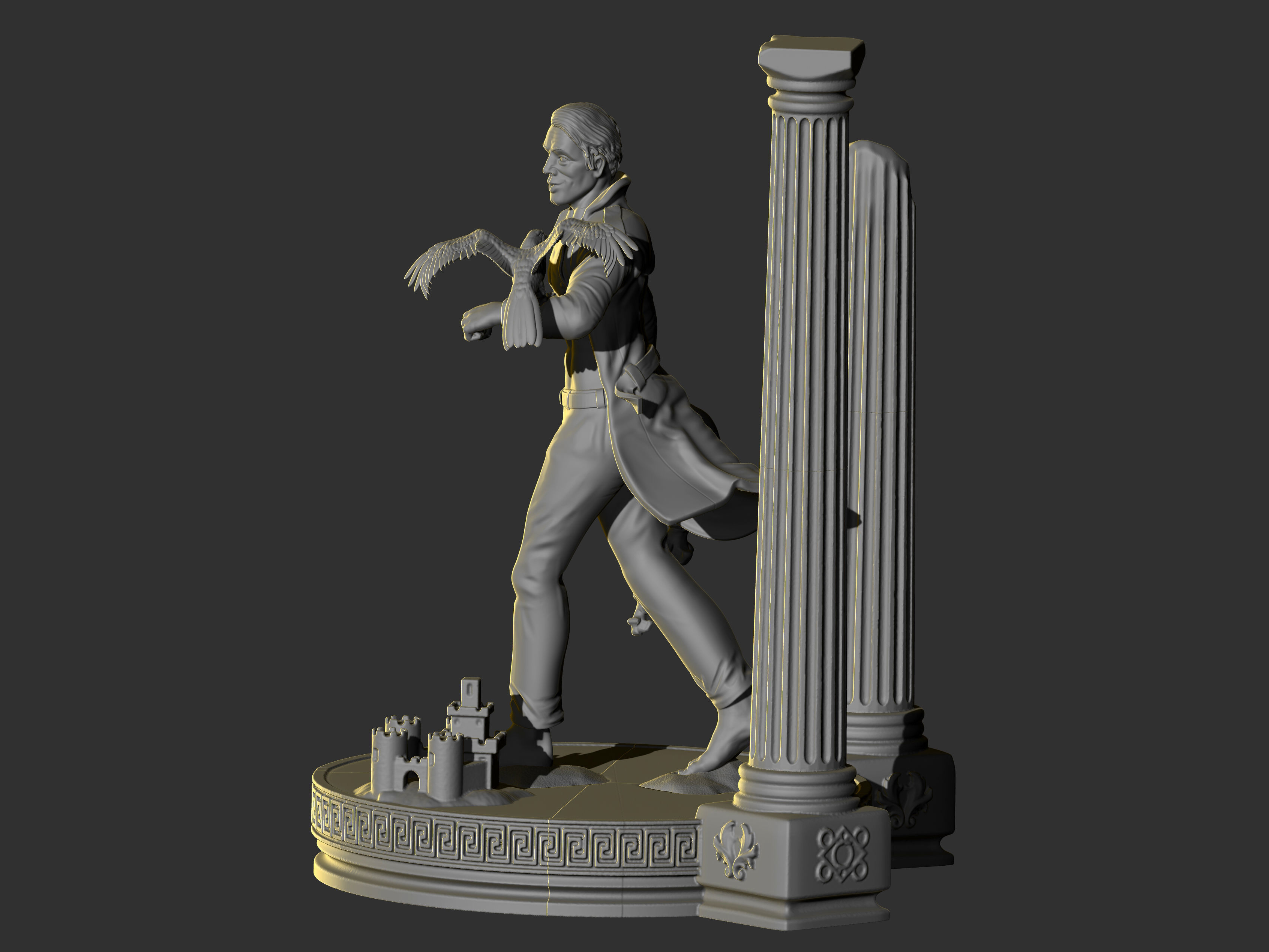 Sandman statue of man holding sword 3D print model_2