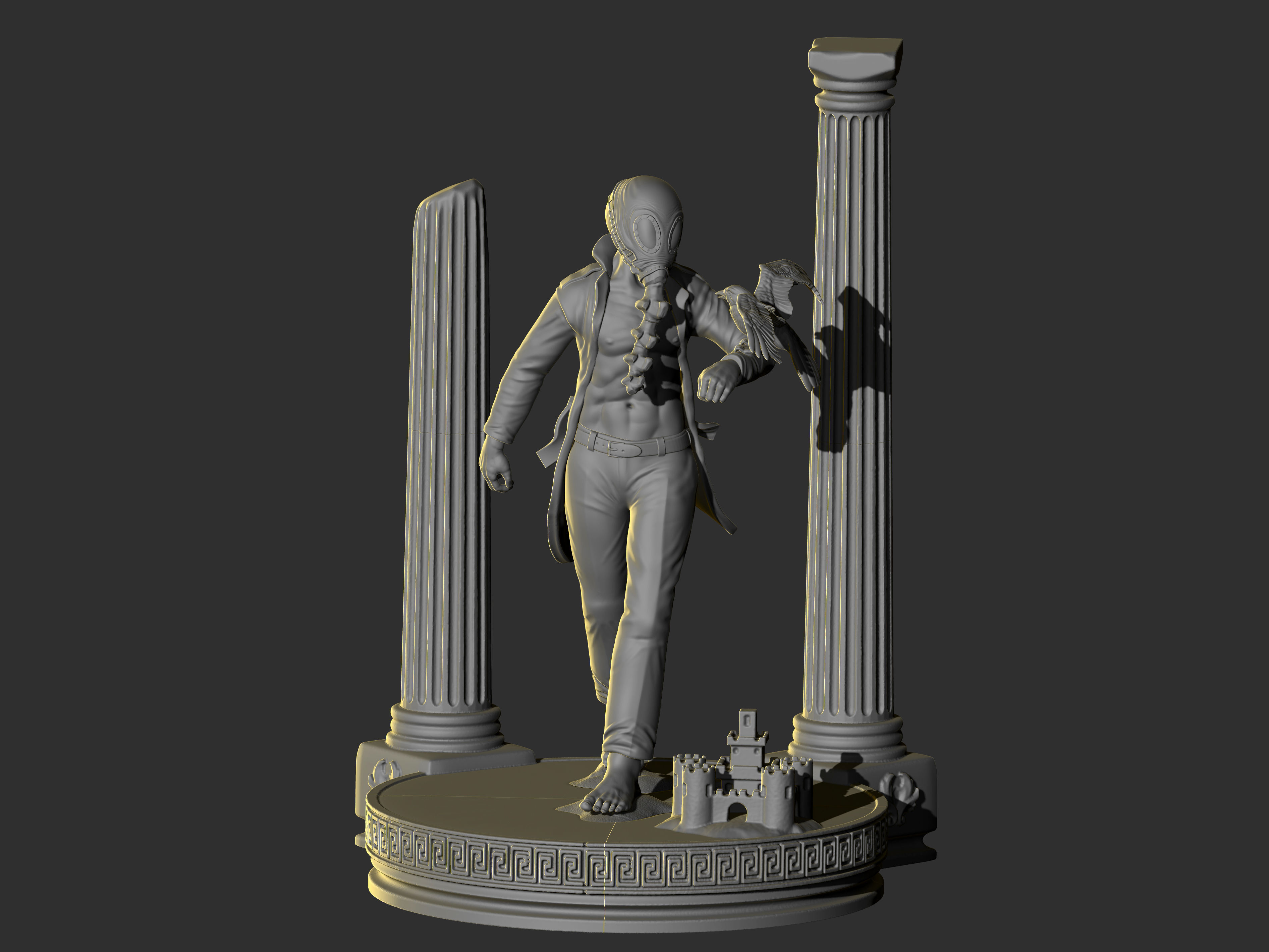 Sandman statue of man holding sword 3D print model_5