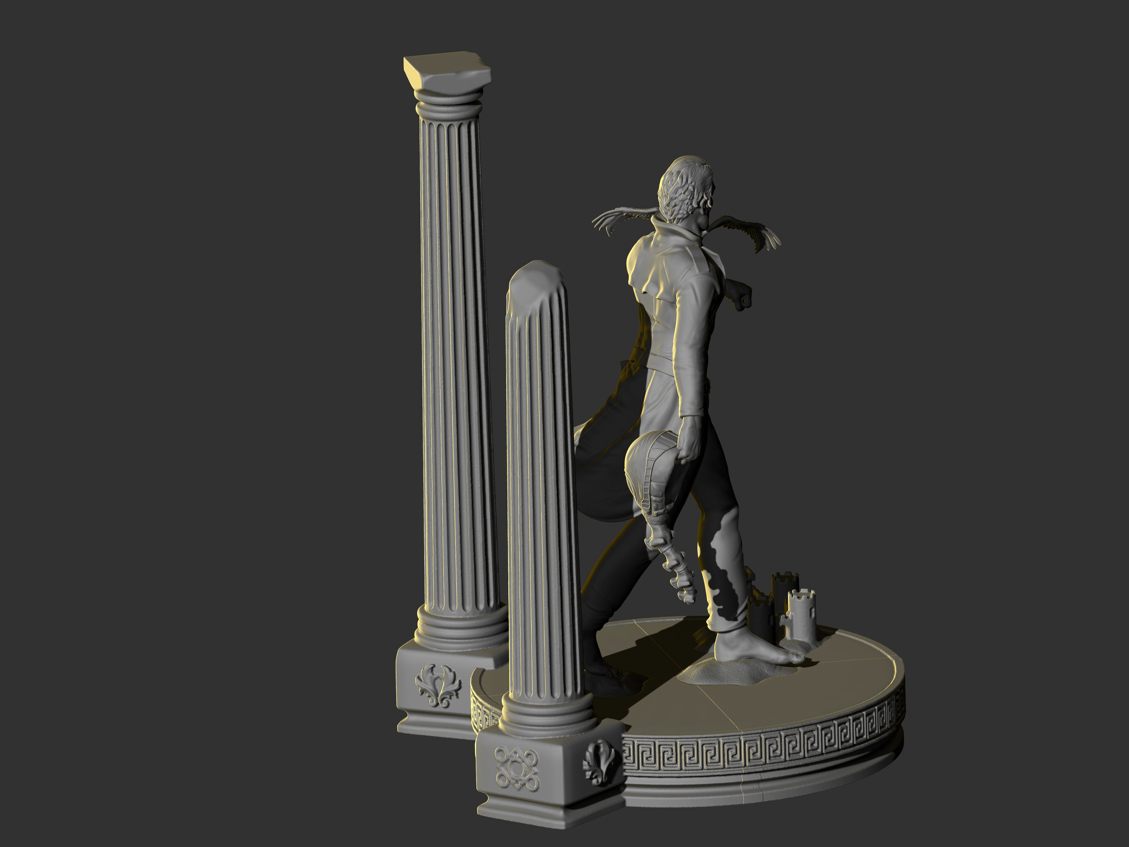 Sandman statue of man holding sword 3D print model_4