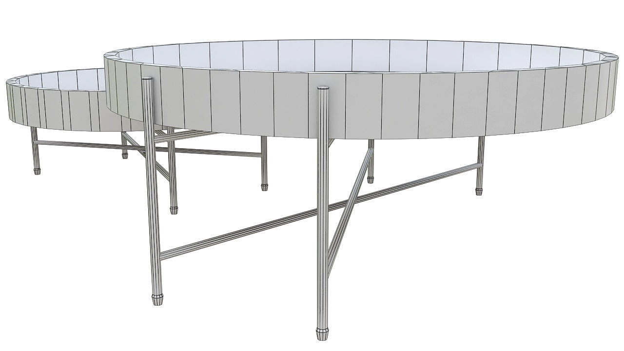 Wooden table golden legs 3D model_5