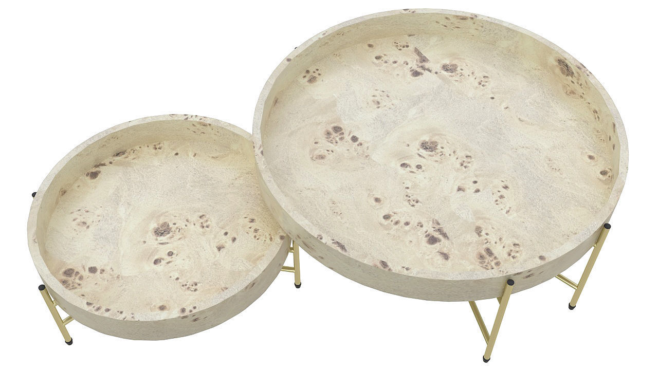 Wooden table golden legs 3D model_3