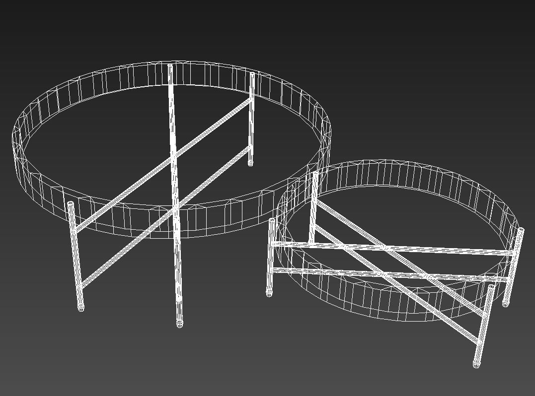 Wooden table golden legs 3D model_8