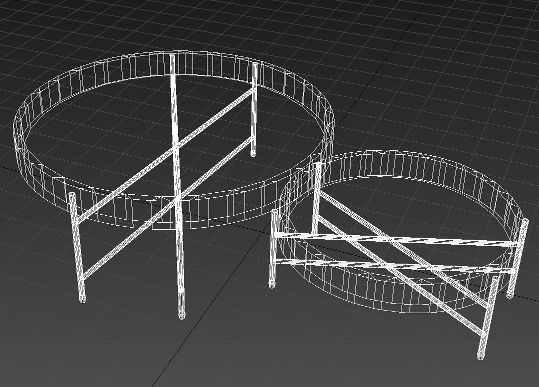 Wooden table golden legs 3D model_12