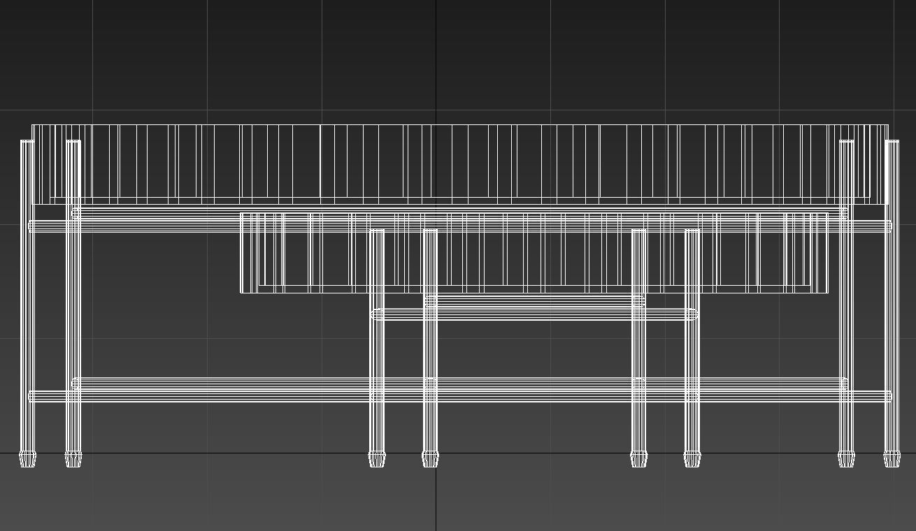 Wooden table golden legs 3D model_9