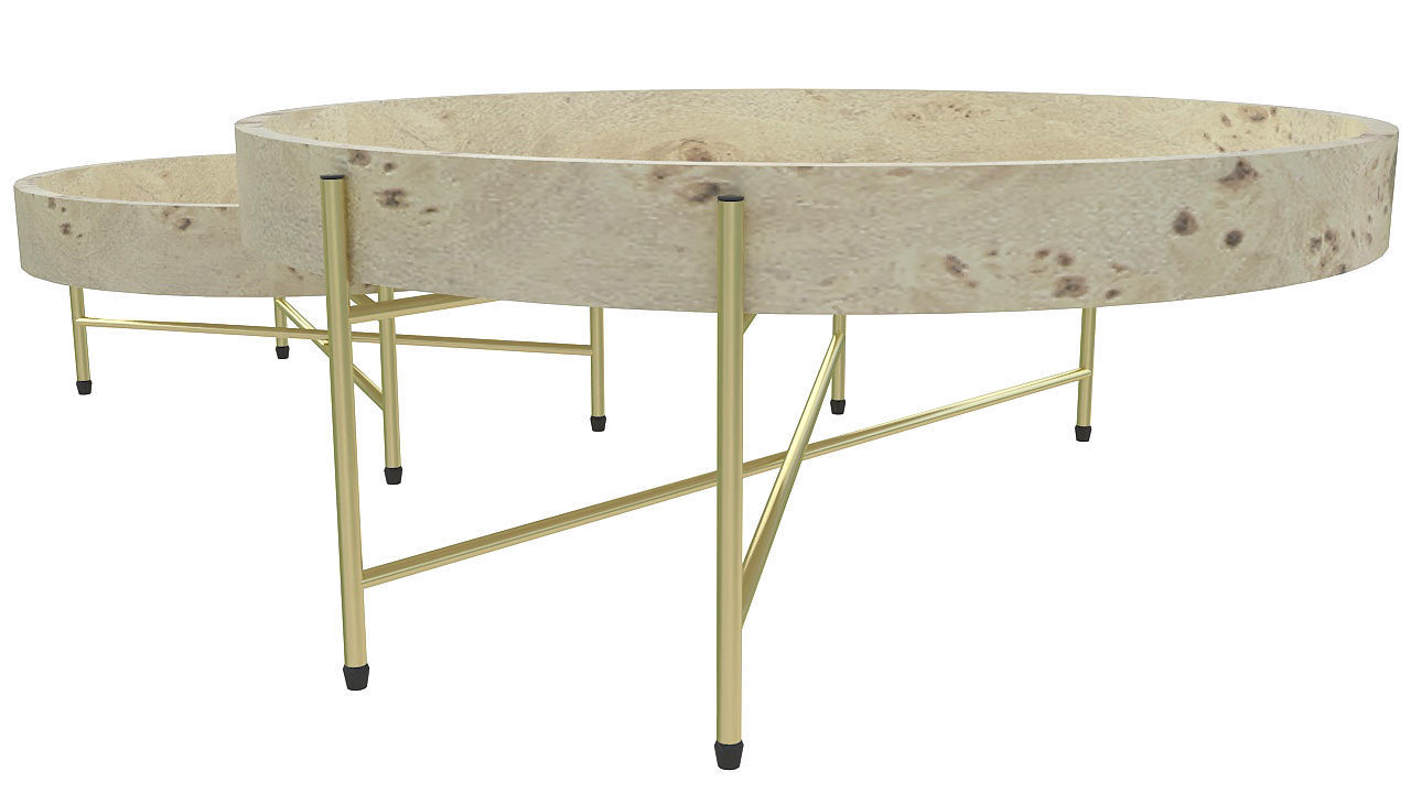 Wooden table golden legs 3D model_4