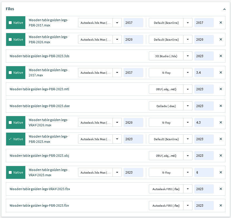 Wooden table golden legs 3D model_13