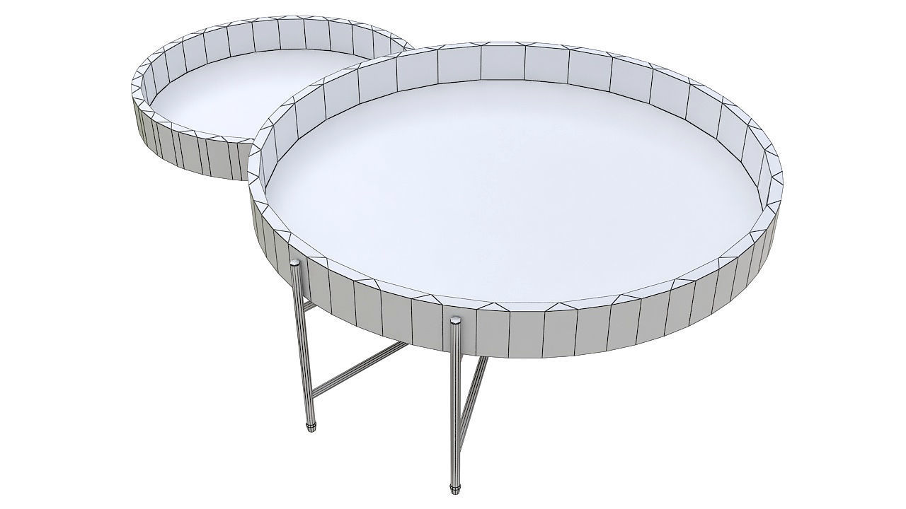 Wooden table golden legs 3D model_6