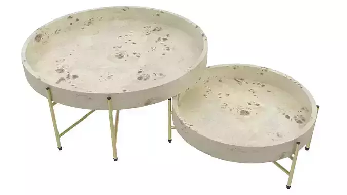 Wooden table golden legs 3D model