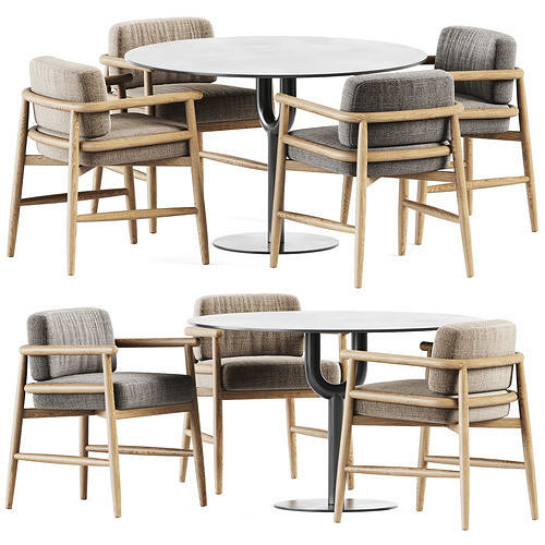 Piper Pedestal Table by DesignByThem and Teresina Armchair  3D model