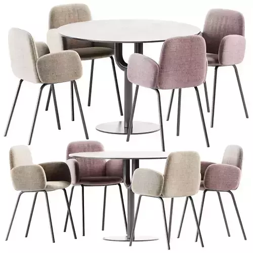 Piper Pedestal Table and Leda Chair With Armrests 
