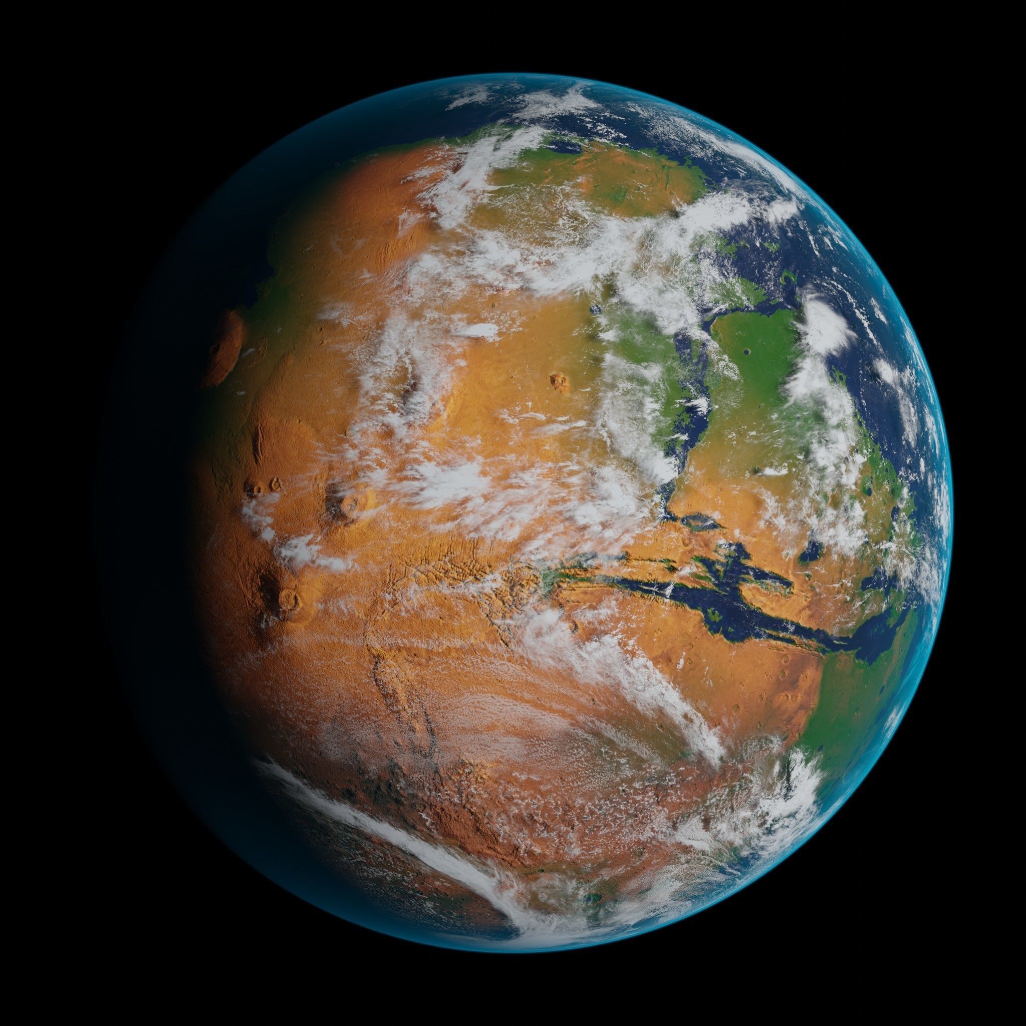 Terraformed Mars Low-poly 3D model_3