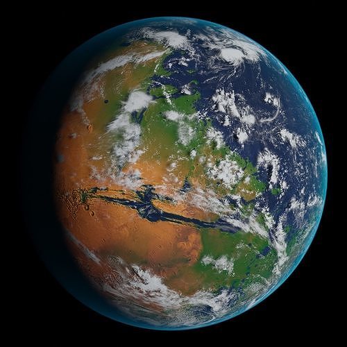 Terraformed Mars Low-poly 3D model