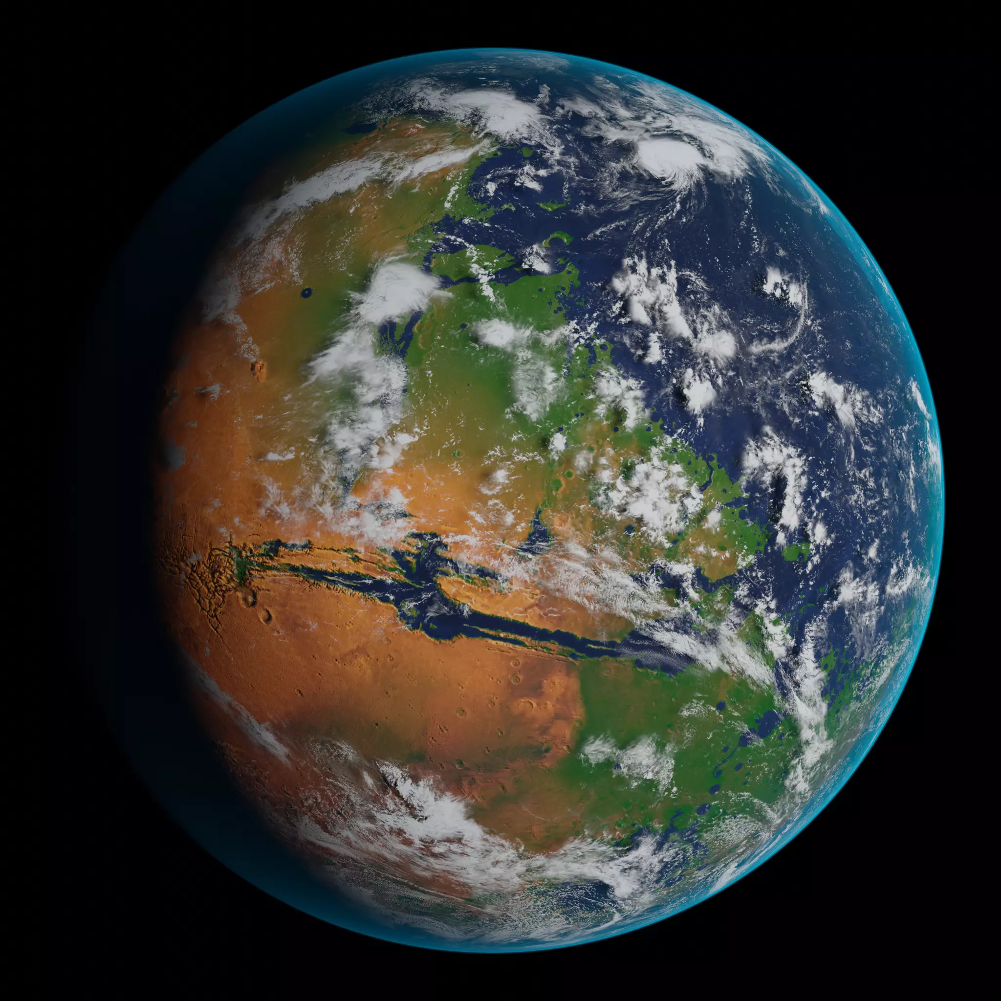 Terraformed Mars Low-poly 3D model_0