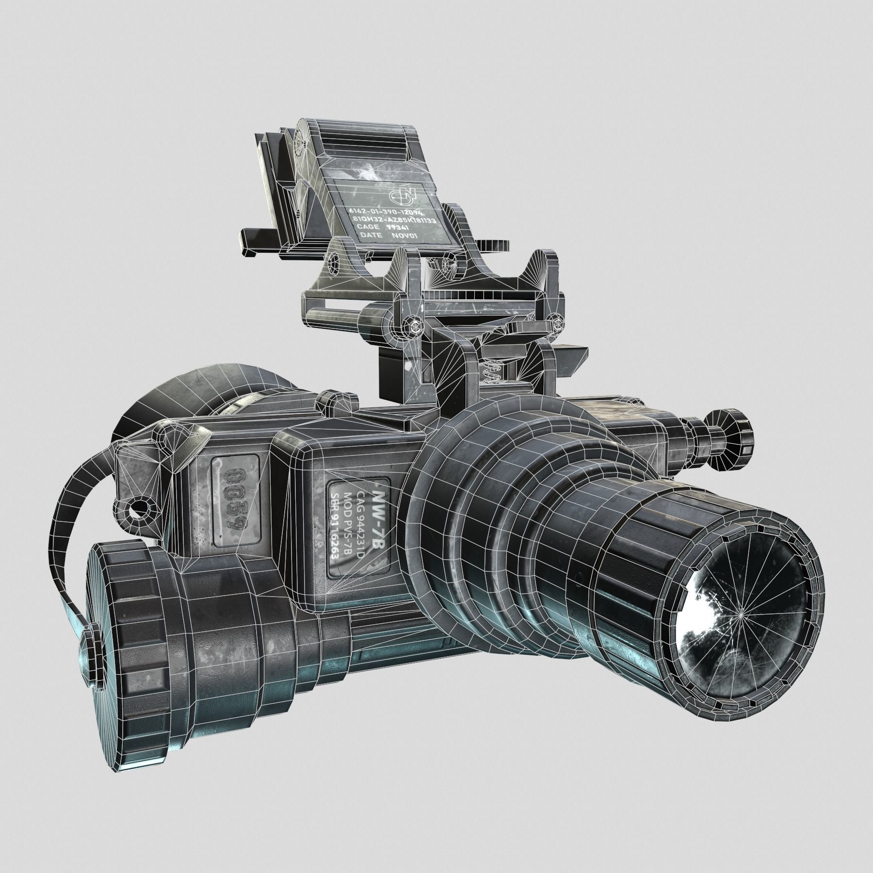 ATN PVS7-3 Gen 3 Night Vision Low-poly 3D model_4