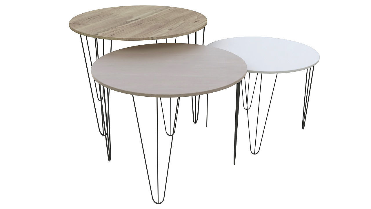 Wooden tables metal legs 3D model_4