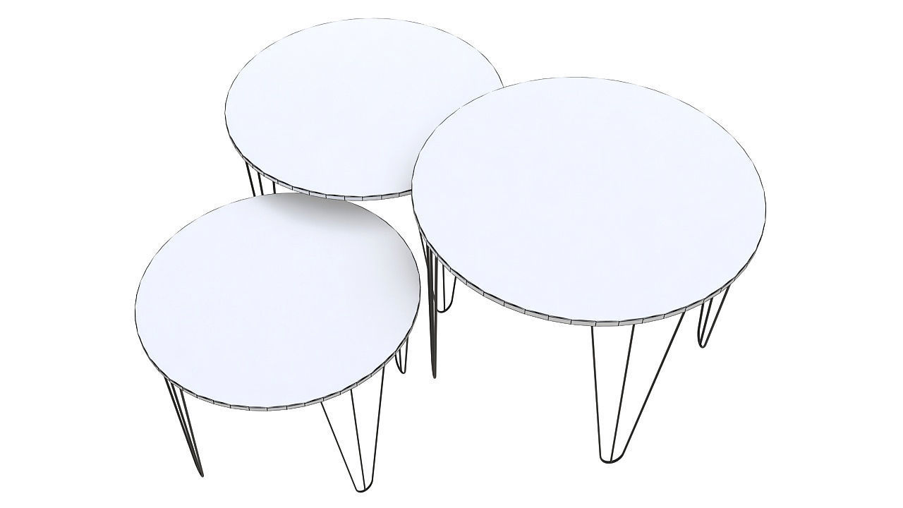 Wooden tables metal legs 3D model_7