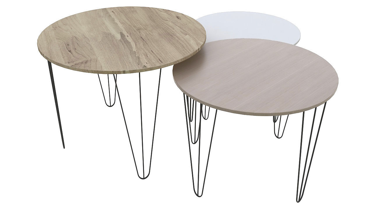 Wooden tables metal legs 3D model_3