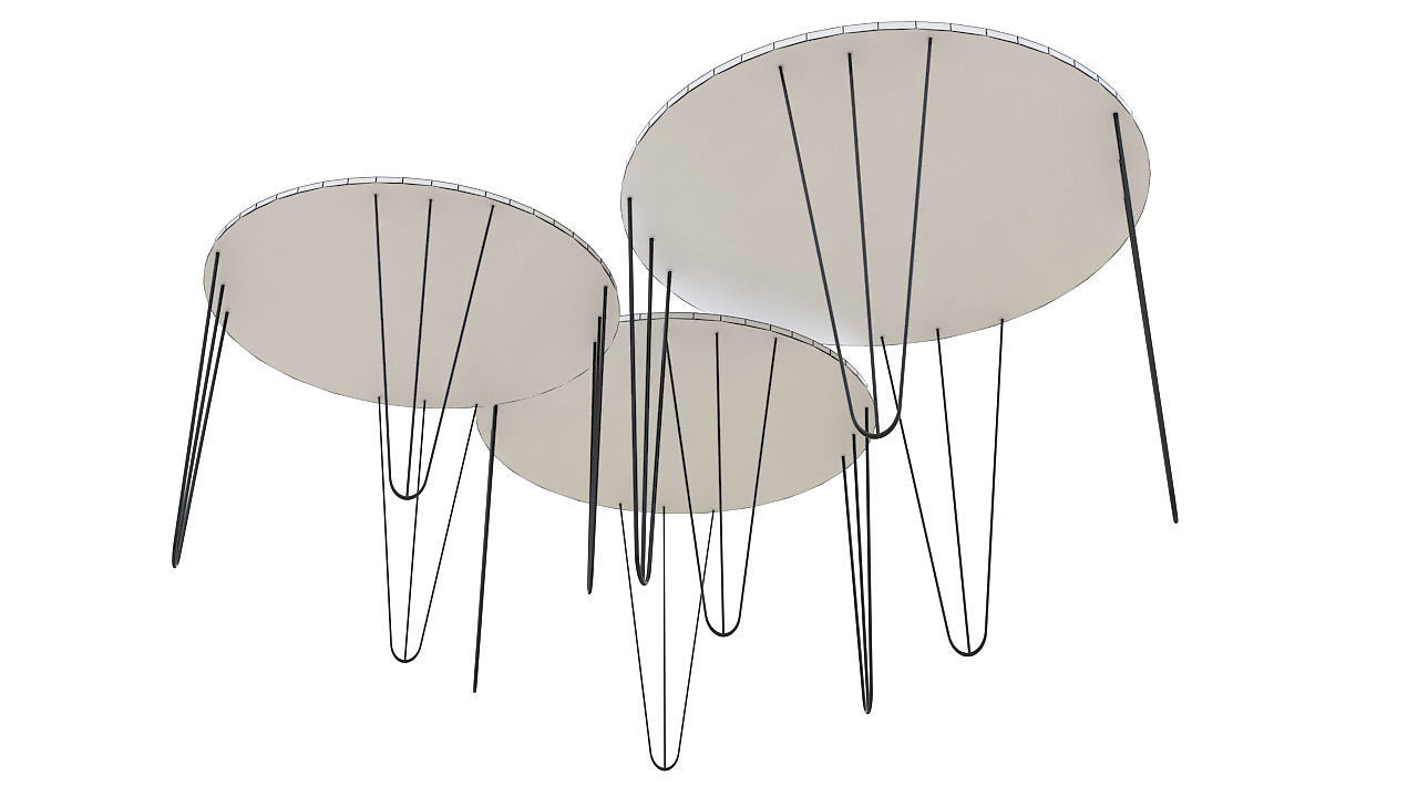 Wooden tables metal legs 3D model_8