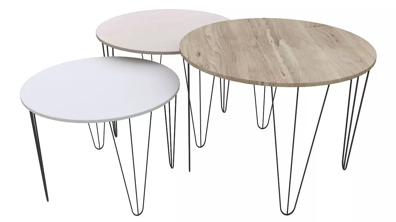 Wooden tables metal legs 3D model_0