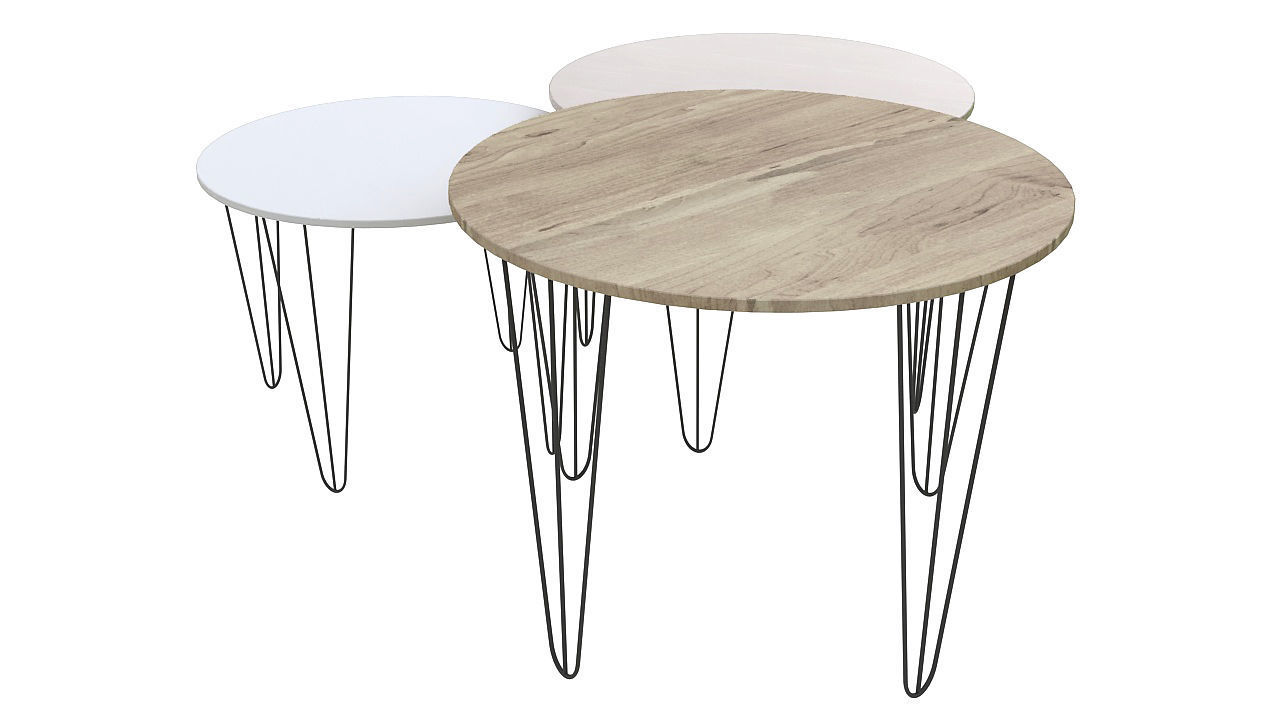 Wooden tables metal legs 3D model_1